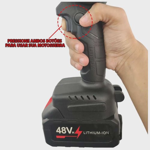 Mini Motosserra Eletrica 48V Potente 6 Polegadas Sem Fio