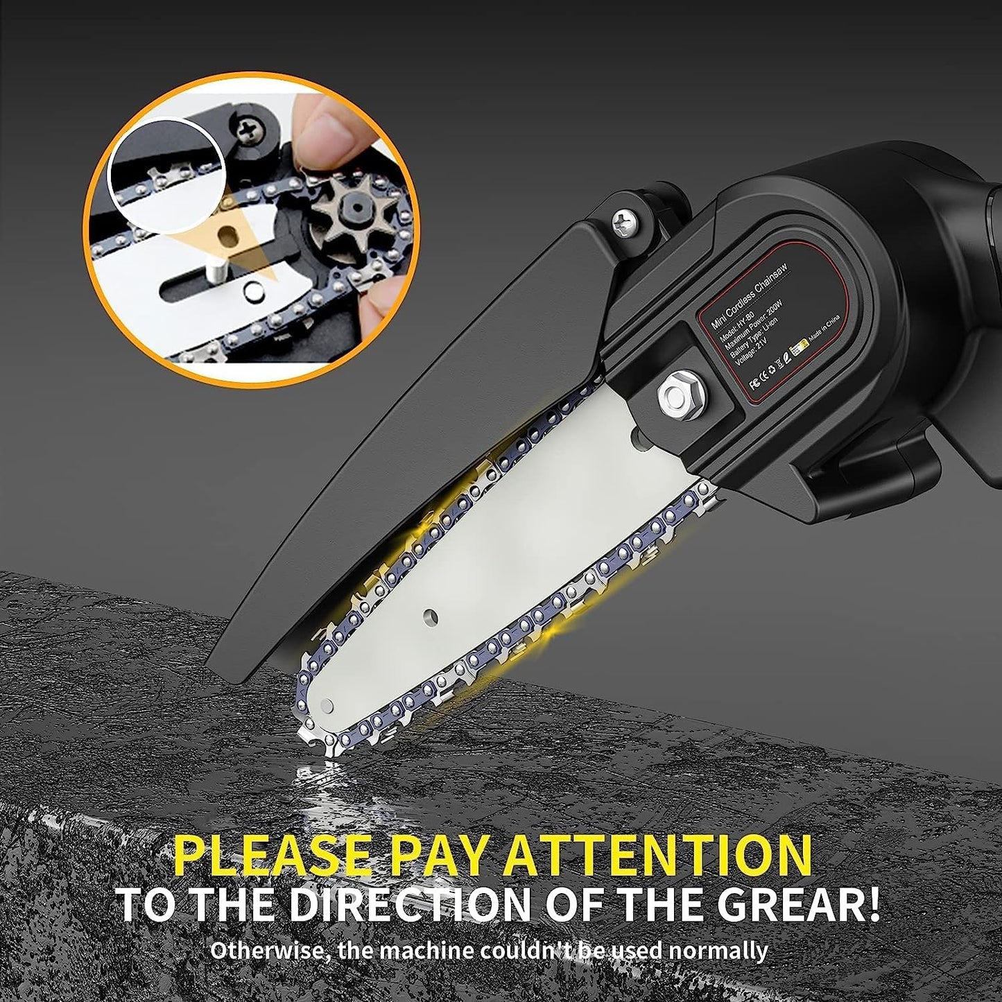 Mini Motosserra Eletrica 48V Potente 6 Polegadas Sem Fio