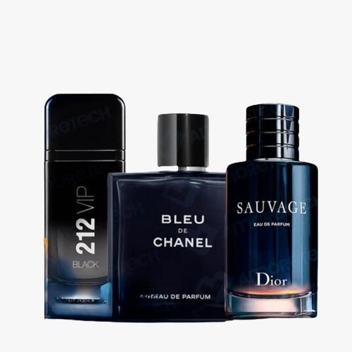 Bleu de Chanel, Sauvage Dior y 212 VIP Black – Elegancia y Sofisticación en Cada Fragancia