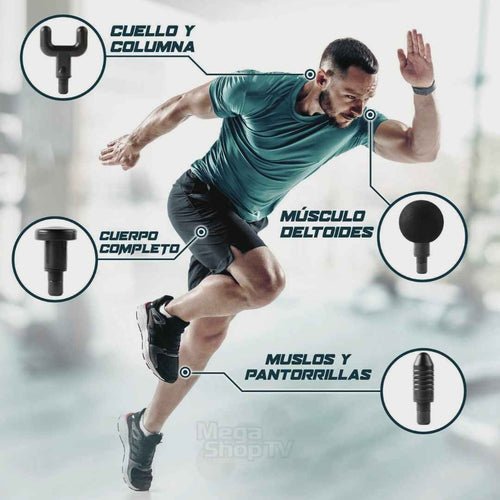 MASAJEADOR PISTOLA ÚLTIMA GENERACIÓN 4 en 1 + REGALO GRATIS (MINI PARCHE MARIPOSA)