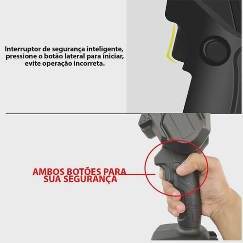 Mini Motosserra Eletrica 48V Potente 6 Polegadas Sem Fio