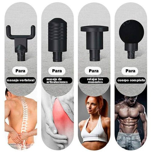 MASAJEADOR PISTOLA ÚLTIMA GENERACIÓN 4 en 1 + REGALO GRATIS (MINI PARCHE MARIPOSA)